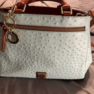 Dooney & Bourke Light Blue and Brown Satchel